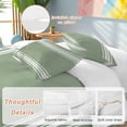 thumbnail image 3 of Dark Sage Green Bedding 3 Piece Duvet Cover Set Queen Size, Farmhouse Sage Green White Striped Soft Microfiber Comforter Cover with Zipper Closure & Pillowcases, Wrinkle & FadeResistant Quilt Cover, 3 of 9
