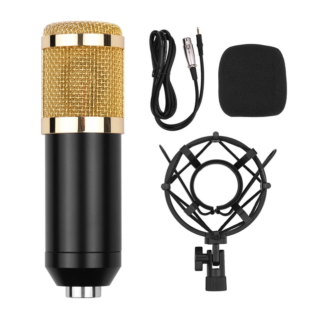 Professional BM-800 Condenser Microphone Kit with Cardioid Polar Pattern - Ideal for Studio Recording, Live Streaming, KTV Singing & ASMR - Includes Metal Shock Mount, XLR to 3.5mm Cable, Windshield