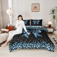 thumbnail image 4 of Castle Fairy Cheetah Print Bowtie Full Size Comforter Sets,Black Blue Bedding Sets, 4 of 8
