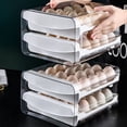 thumbnail image 2 of Inteprter Organizador de almacenamiento de huevos para refrigerador, soporte de 2 capas, tipo cajón, apilable, caja transparente para comida de Organizadores de utensilios de cocina, 2 of 6