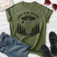 thumbnail image 2 of Don't Stop Believin' UFO T-shirt, Unisex Women's Men's Shirt Alien UFO Believe Roswell Area-51 Sci-Fi, Heather Military Green, Medium, 2 of 6
