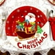 thumbnail image 5 of Platos de papel redondos navideños | Vajilla de papel desechable de Papá Noel | Platos festivos rojos de 18 cm | Gruesos, duraderos y resistentes al aceite | Artículos para fiestas de Navidad,, 5 of 6