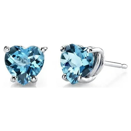 14k White Gold Push Back Heart Blue Topaz Stud Earrings 3MM Plated by Paris Jewelry 14k White Gold Push Back Heart Blue Topaz Stud Earrings 3MM Plated by Paris Jewelry