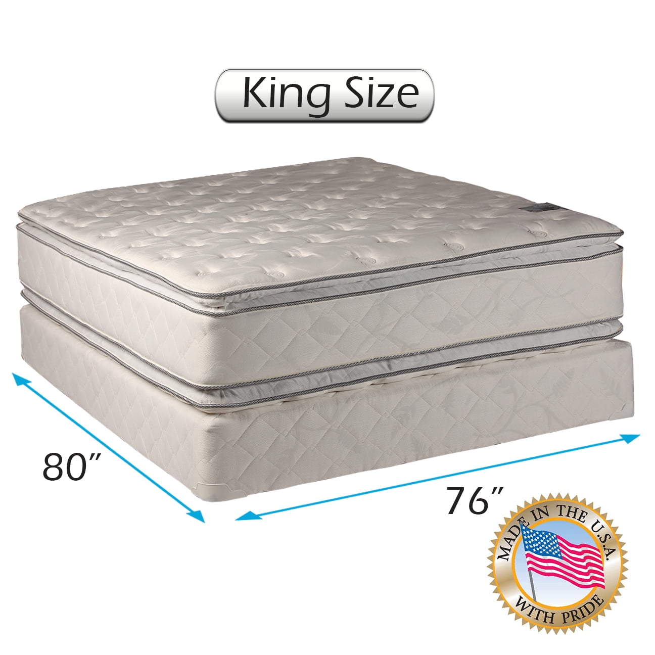 Dream Solutions USA Plush Pillow Top King Innerspring Mattress with Enhanced Cushion Support