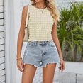 thumbnail image 3 of Camiseta Sin Mangas Camiseta sin mangas para mujer Blusa plisada Camiseta fluida Femme Blusas (Beige S) Cgtredaw para Mujer Beige T M, 3 of 5