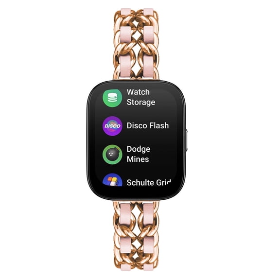 Leather Metal Band Compatible With Amazfit Bip 5 Band, Stainless Steel Metal Cowboy Chain Style Replacement for Band Amazfit Bip 5