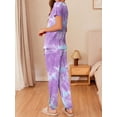 thumbnail image 3 of Avidlove Women Pajamas Set Short Sleeve Pjs Tops with Jogger Pants Loungwear 2 Piece Tie dye Sleepwear with Pockets, 3 of 7