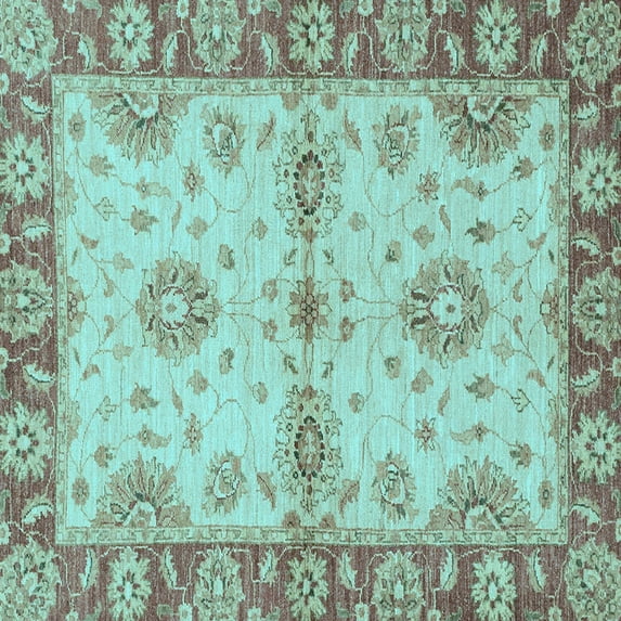 Ahgly Company Indoor Square Abstract Light Blue Modern Area Rugs, 6' Square