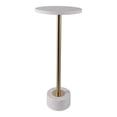 thumbnail image 5 of Round End Side Table or Small Night Stand for Room Decor - Metal Bedside Table with Marble Top for Home, Bedroom, or Living Room - Slim Decor Accent for Small Spaces - 25", White & Gold, 5 of 10