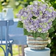thumbnail image 4 of Briful Hydrangea Artificial Flower 5 Large Flower Heads Silk Faux Hydrangea Wedding Flowers Kitchen Coffee Table Home Decor Centerpieces Engagement Decoration Decor Green Purple, 4 of 6