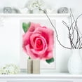 thumbnail image 1 of Big Pink Rose Flower with Leaves - Large Floral Canvas Artwork, 1 of 3
