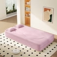 thumbnail image 2 of Teddy Fabric Floor Sofa Bed, Twin Size Convertible Folding Sleeper Sofa with 2 Pillows, No Assembly Required for Living Room, Guest Room, Apartment, Pink, 2 of 8