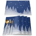 thumbnail image 2 of 2024 Placemat Blue Christmas Tree 4/6pcs Table Pad Mats for Dining Table Home Kitchen r Accessories Linen Coaster, 2 of 7