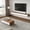 Dark Wood & White, variant on POVISON Modern Floating TV Stand with Coffee Table, Wood Living Room Set, Black, 62.99" Media Console+ 51.18" Wood Coffee Table