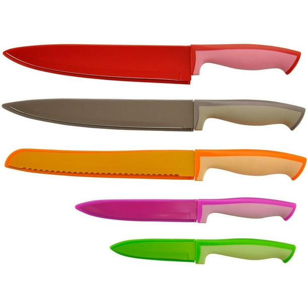Juego De 5 Cuchillos De Cocina LIFTOR Acero Inoxidable Con Funda multicolor