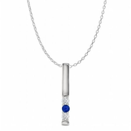Sapphire Bag - Three Stone Sapphire Cubic Zirconia Vertical Bar Pendant in 925 Sterling Silver