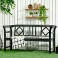 thumbnail image 2 of Patio Furniture Outsunny Wooden Patio Bench, Outdoor Garden Bench with Backrest and Armrests, 3 Person Porch Bench with Rustic Country Diamond Pattern, Black,Patio Chairs, 2 of 8