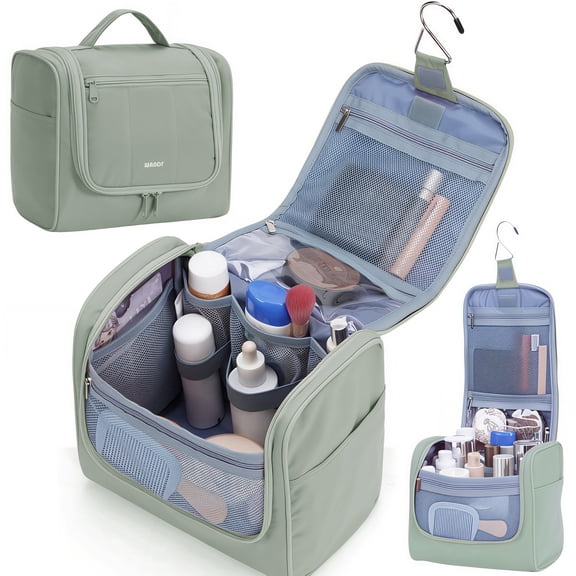 WANDF Handing Toiletry Bag for Women Men,Large Travel Cosmetic Bag Makeup Bags for Ladies,Shaving Kit Dopp Kit Organizer Bags,Water-Resistant Shower Bathroom Bags(Mint Green)