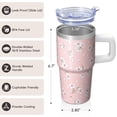 thumbnail image 3 of Women's Floral Tumbler 20oz - Stainless Steel Insulated Cup with Handle, Straw Included, Leak-Proof Travel Mug for Coffee Tea Drink, 3 of 5
