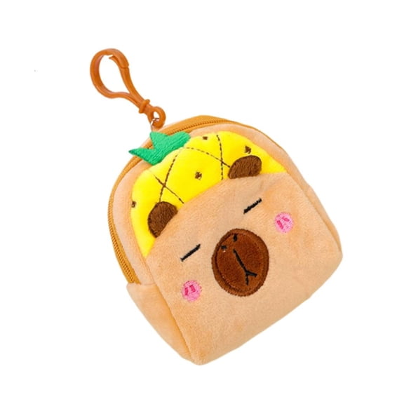 Small Change Purse Money Bag Cartoon Capybara Earbuds Storage Bag Plush Wallets