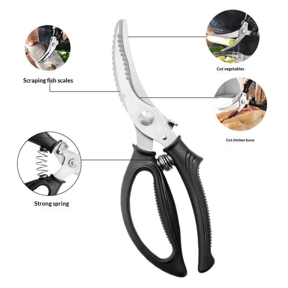 Heavy Duty Poultry Shears - Kitchen Scissors for Cutting Chicken, Poultry, Game, Meat - Chopping Vegetable - Spring Loaded