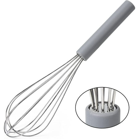 

Stainless Steel Wire Whisk Egg Beater Sturdy Kitchen Tool Steel Handle with Silicone Wrap Hand Mixer for Whisking Blending Beating Stirring