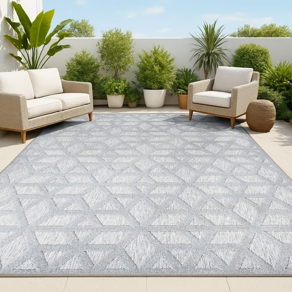 JONATHAN Y IBIZA 4 x 6 Area Rug, Talaia Neutral Geometric - Light Gray, IBZ102C-4