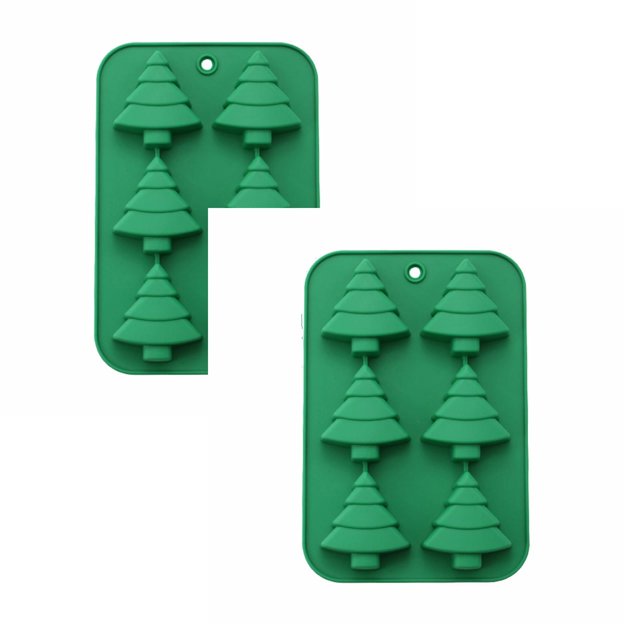 Oleegame 2PC Cookie Mold Christmas Tree Santa Snowman Silicone Silicone Baking Set For Christmas New Year Candy Cake Christmas Silicone Snow Christmas Cookie Candy