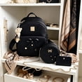 thumbnail image 6 of Hyknon 3Pcs Backpack Set for Women, Cute Bowknot Backpack Set with Crossbody Bag & Wallet, Flower Crossbody Bag with Adjustable Straps, Pendant Casual Daily Daypack for Shopping Casual Outing, Black, 6 of 8