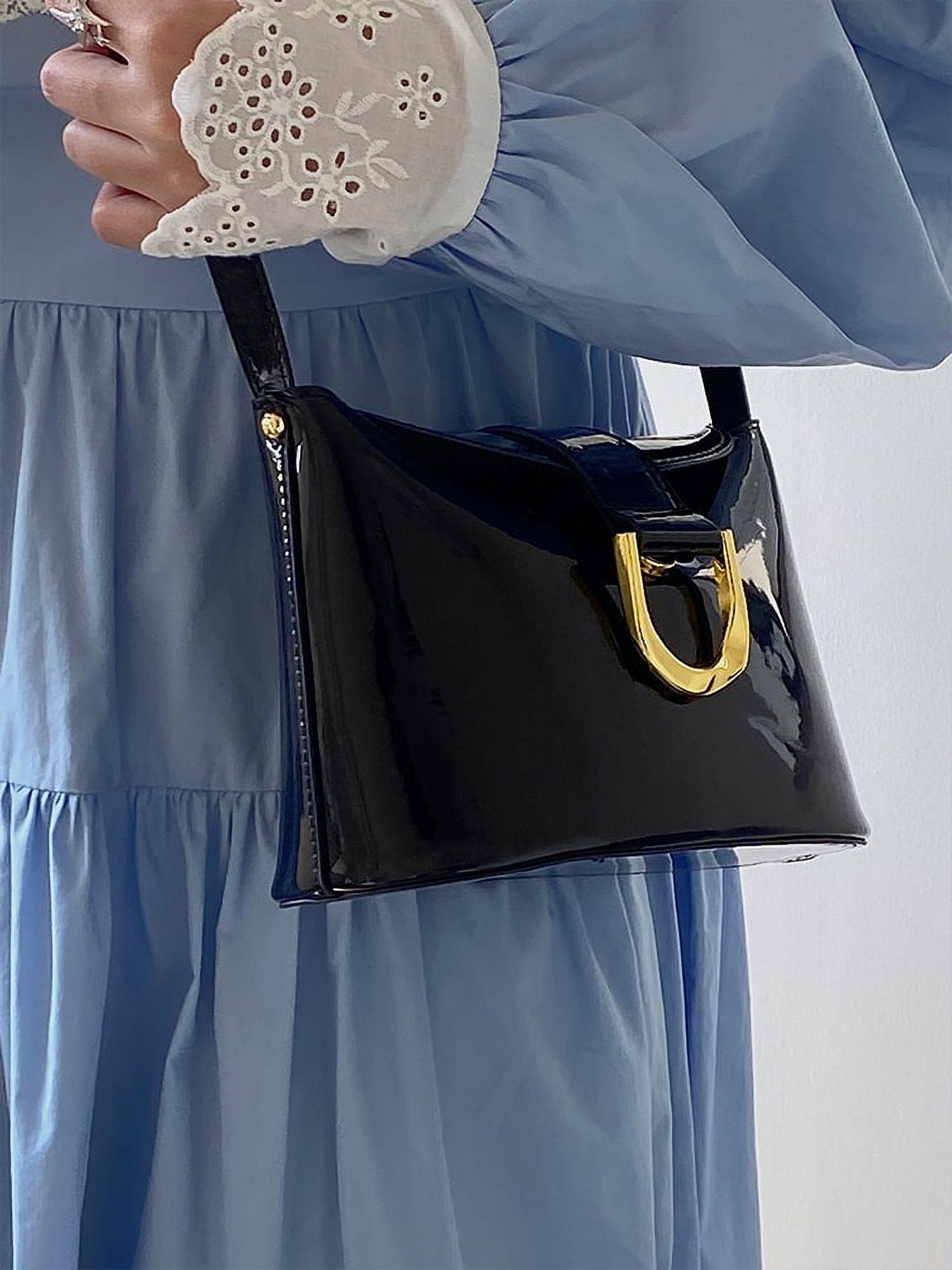 Vintage Patent Leather Women Shoulder Bags Fashion Ladies Hasp Flap Handbag Small Clutch Purse Solid Color Female Crossbody Bags