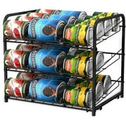 3 Tier Can Dispenser Stackable Storage Rack Pantry 36 Can Organizer Holder Black