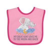 Inktastic My Great Aunt Loves Me to the Moon and Back Elephants Boys or Girls Baby Bib