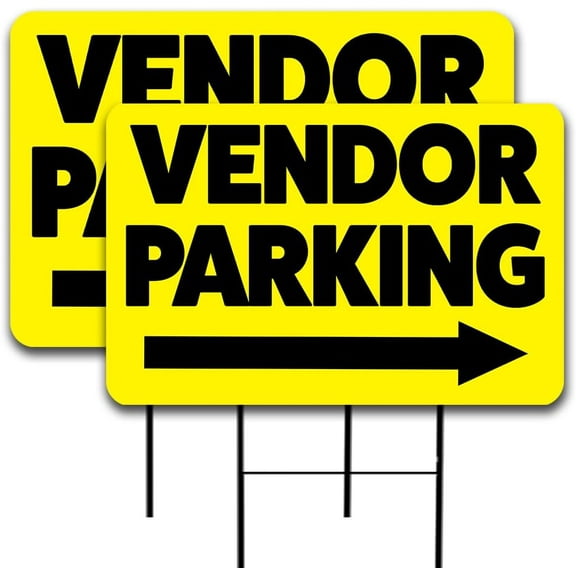 Vendor Parking 2 Pack Yard Signs 16" x 24" - Double-Sided Print, with Metal Stakes Made in the USA