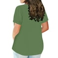 thumbnail image 3 of WREESH Womens Fashion T-Shirts Casual Solid Blouse Round Neck Short Sleeve T-Shirt Summer Plus Size Tops Green, 3 of 6
