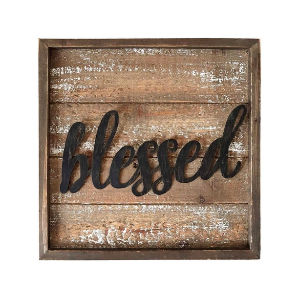 Parisloft 12x12'' Rustic Wood Family Sign Wall Art Decor