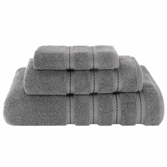 American Soft Linen Ensemble de Serviettes 3 Pcs, 100 % Coton Turc Véritable Premium & Luxe - Gris Rockridge