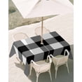 thumbnail image 3 of 60x120 Inch Outdoor Tablecloth with Umbrella Hole Zipper Rectangle Black White Plaid Rectangular Tablecloths Outside Waterproof Farmhouse Modern Abstract Art Buffalo Patio Table Cover for Picnic, 3 of 8