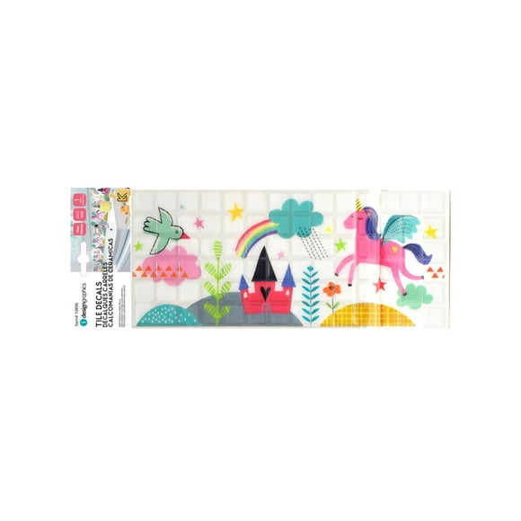Truu Design Self-Adhesive Peel and Stick Border Wall Tiles, 14.5 x 5 inches, Unicorn, 6 Pieces