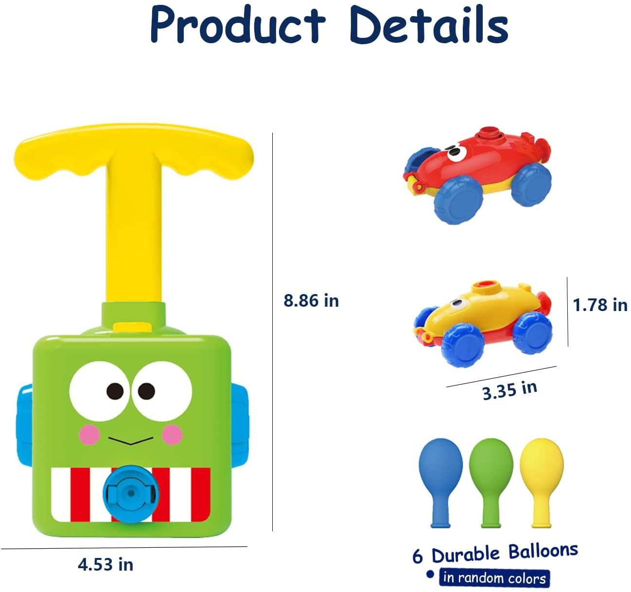 Balloon Launcher and Powered Car Toy Set Kids Aerodynamic Cars Racers Toys Preschool Science Intelligence Educational Toys