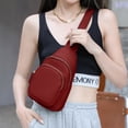 thumbnail image 4 of Dinheiro Mini bolso para cadáveres versátil, bolso de pecho de gran capacidad de PU simple para mujer Rojo vino, 4 of 5