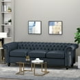 thumbnail image 2 of GDF Studio Adetokunbo Chesterfield Tufted 3 Seater Sofa, Navy Blue Fabric and Dark Brown, 2 of 7