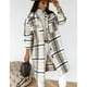 thumbnail image 5 of Abrigo largo de mezcla de lana a cuadros para mujer, chaquetas tipo chaquetón, camisas casuales de franela con botones y manga larga para novio, 5 of 5