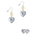 thumbnail image 2 of Delight Jewelry Silvertone Lime Green & Hot Blue Butterfly Locket Goldtone Leaf French Earrings, 2 of 4