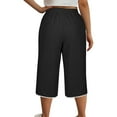thumbnail image 7 of Women Plus Size Pants Casual Elastic High Waist Drawstring Pockets Fashion Wide Leg Capri Length Baggy Comfy Travel Pants Solid Color Flowy Summer Three-quarter Sweatpants, 7 of 7