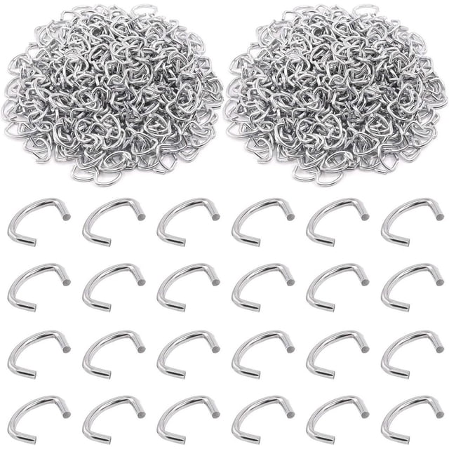 Swpeet 1000Pcs 1/2" Galvanized Hog Rings Assortment Kit, Professional Upholstery