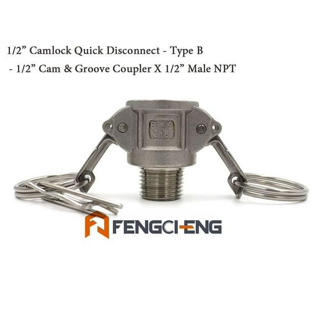 316 SS 1/2" Camlock Quick Disconnect Cam & Groove Fitting Homebrew Beer