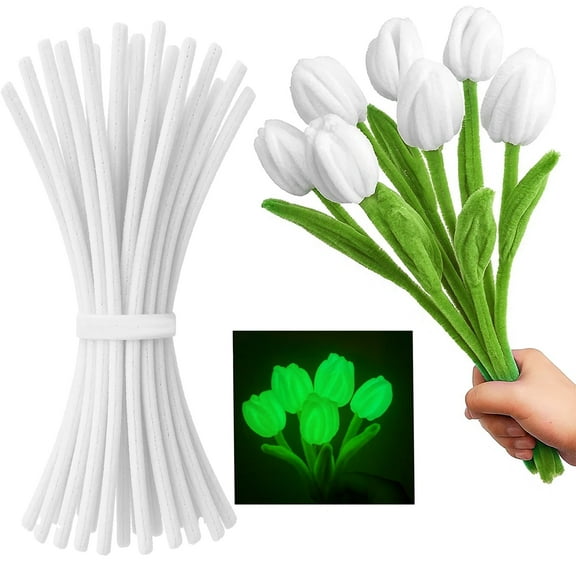 100PCS Glow in The Dark Pipe Cleaners Luminous Pipe Cleaners DIY Art Supplies and Craft Projects Creative Gift