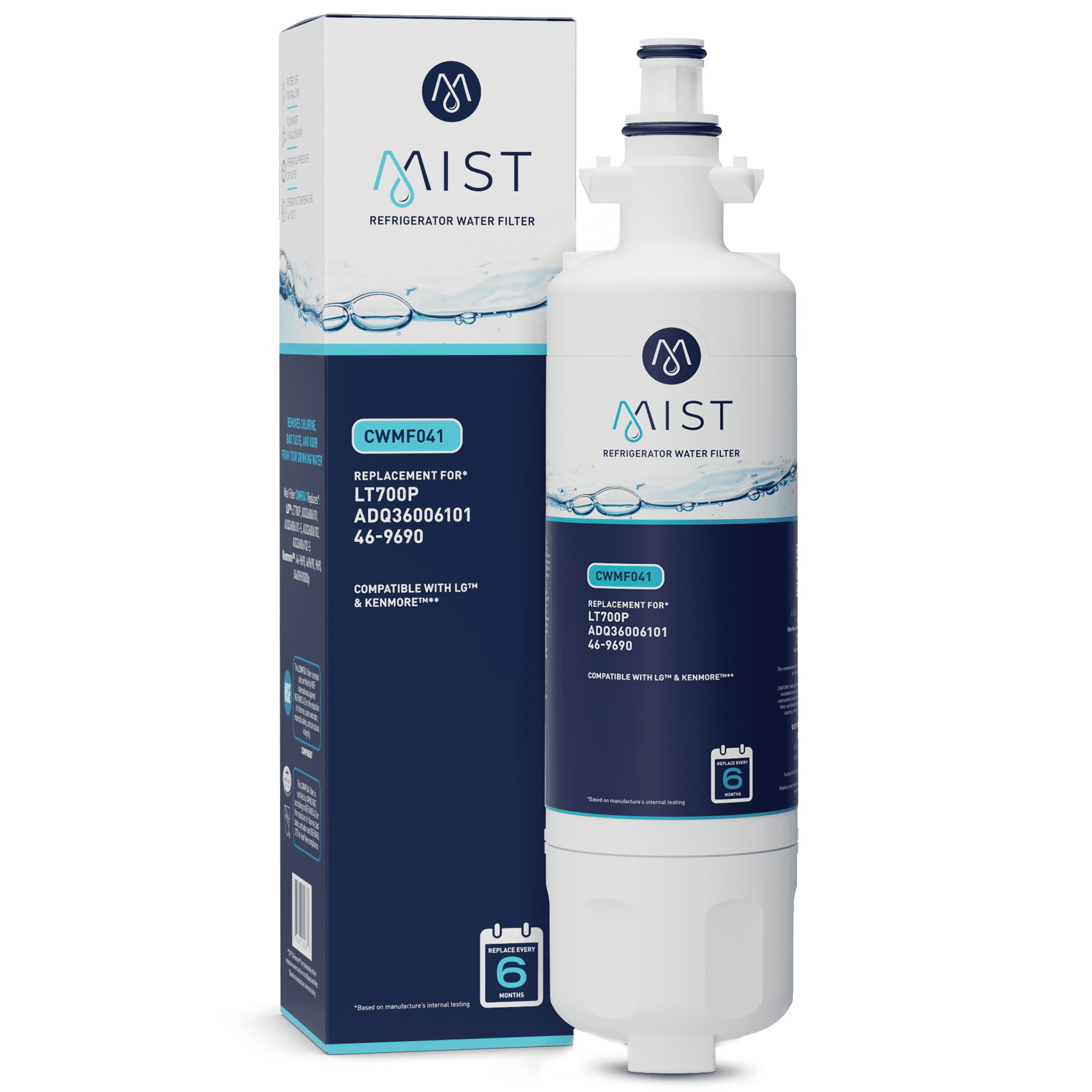 Mist Refrigerator Water Filter Replacement Cartridge for LG ADQ36006101, LT700P, Compatible with ADQ36006102, Kenmore Elite 9690, 46-9690, 469690, RFC 1200A, FML-3, LFX31925ST