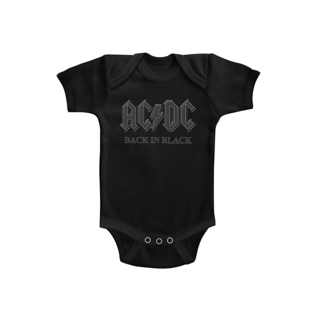 ACDC Back In Black Black Infant Baby Creeper Snapsuit Romper
