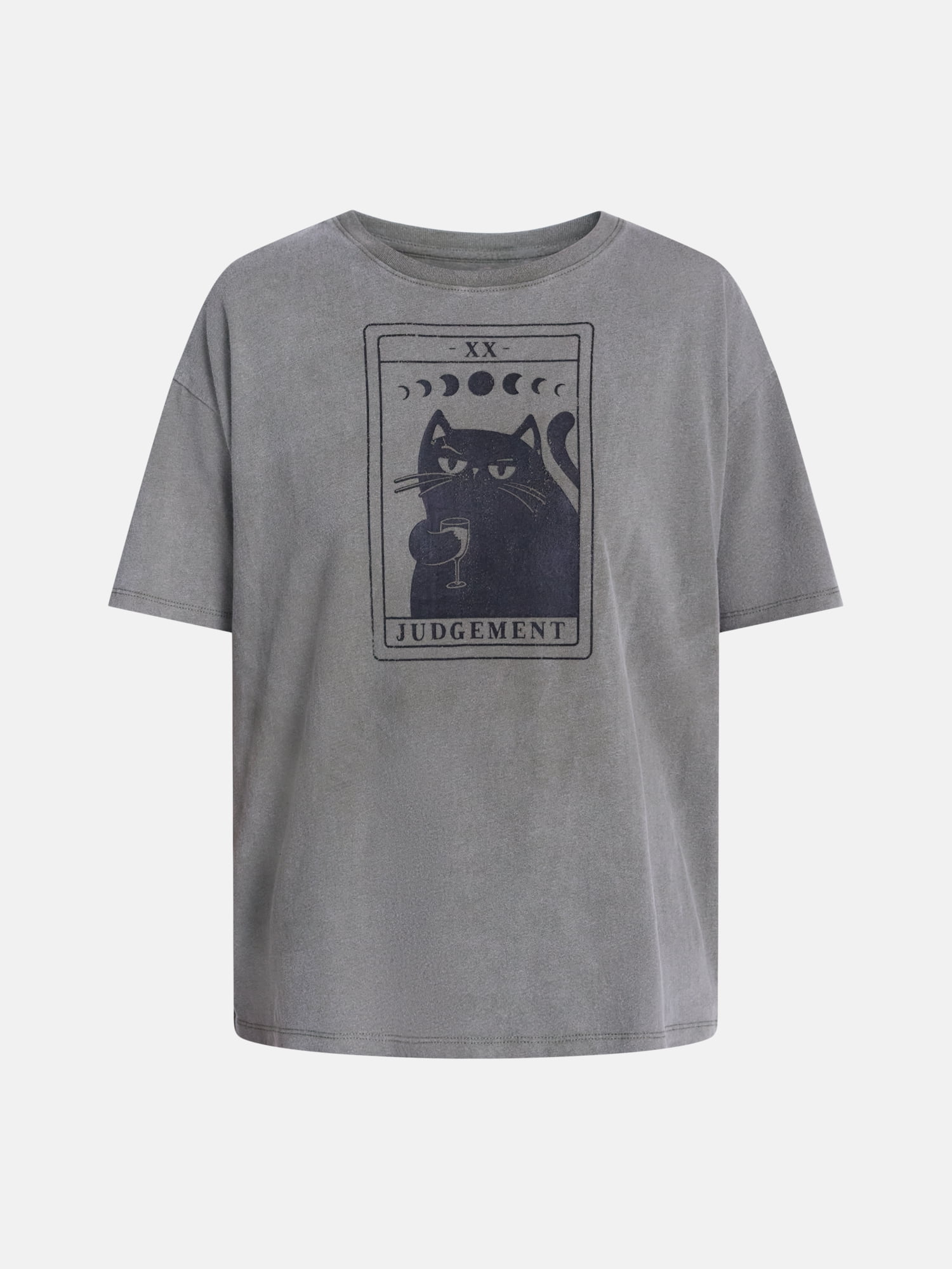 Women's Cat Tarot Card Graphic Seasonal Fall Tee, from Positivitees, Sizes S-4X